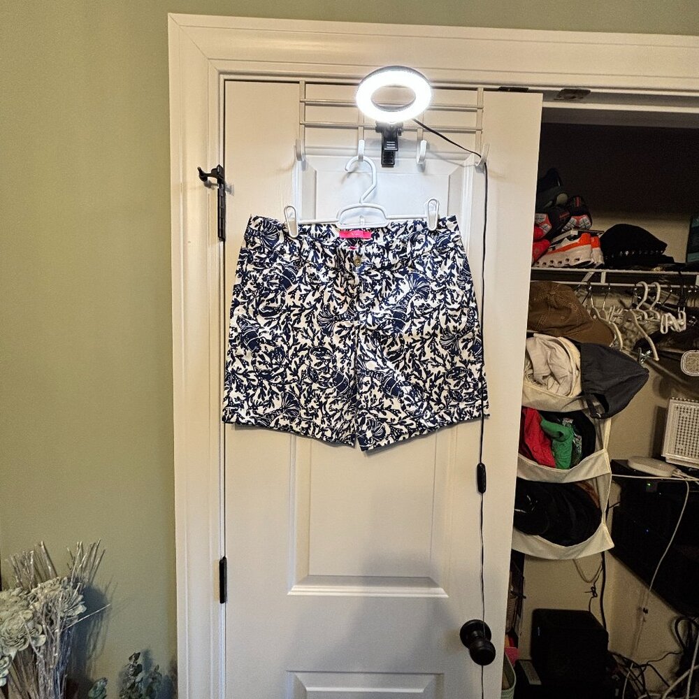 NWT Lilly Pulitzer Womens Size 6 Jayne Stretch Shorts Oyster Bay Blue Krillin It